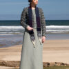 The Loch Lomond cardigan, St Agnes Eve Beret and Scarf and Ruabhal gloves hand knitwear patterncard kit designs by Alice Starmore made in Hebridean 2 Ply
