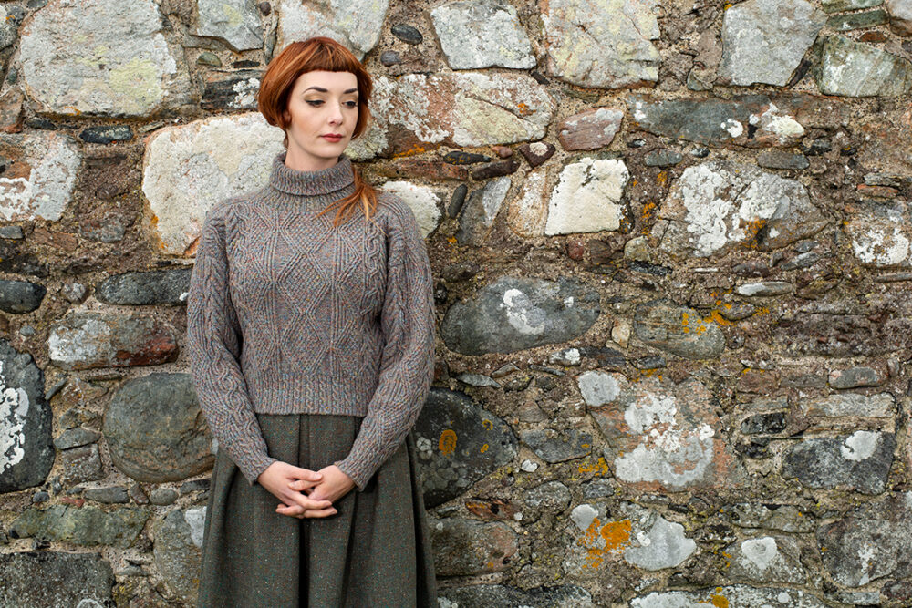 Inishmore hand knitwear patterncard kit in Alice Starmore Hebridean pure British wool hand knitting yarn