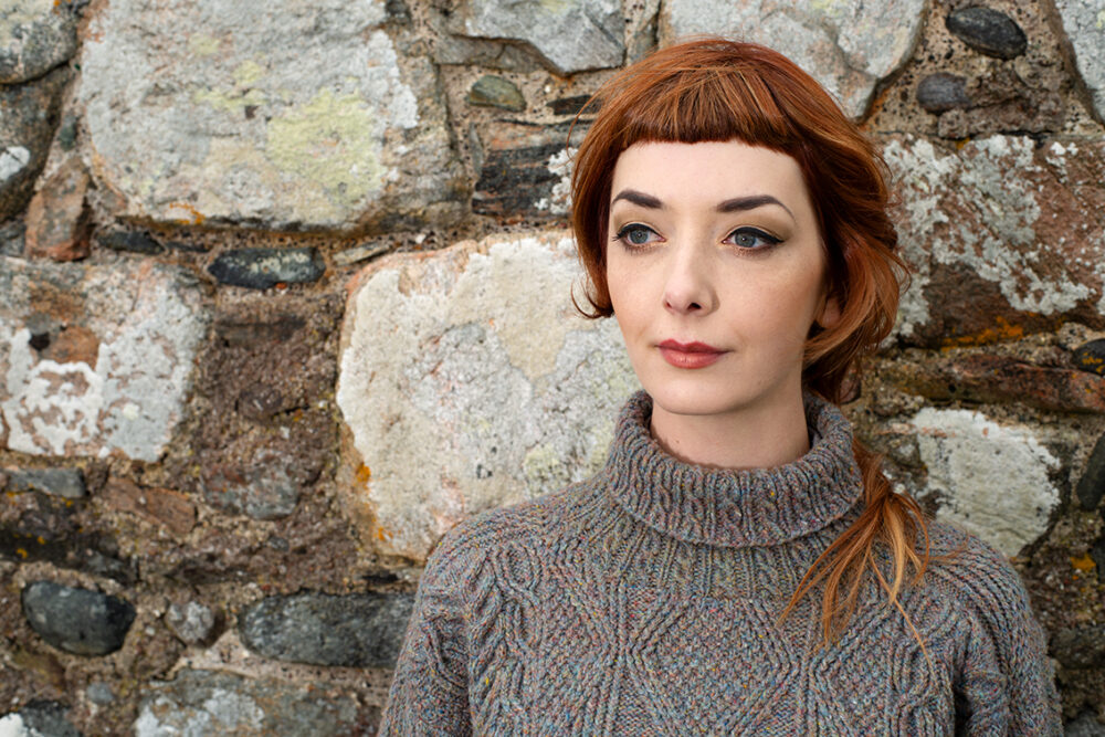 Inishmore hand knitwear patterncard kit in Alice Starmore Hebridean pure British wool hand knitting yarn