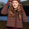 The Loch Lomond Cardigan by Jade Starmore and the Briodag Hat Set by Alice Starmore, hand knitwear design patterncard kits in Hebridean 2 Ply