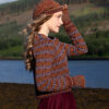 The Loch Lomond Cardigan by Jade Starmore and the Briodag Hat Set by Alice Starmore, hand knitwear design patterncard kits in Hebridean 2 Ply