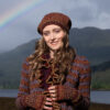 The Loch Lomond Cardigan by Jade Starmore and the Briodag Hat Set by Alice Starmore, hand knitwear design patterncard kits in Hebridean 2 Ply