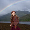 The Loch Lomond Cardigan by Jade Starmore and the Briodag Hat Set by Alice Starmore, hand knitwear design patterncard kits in Hebridean 2 Ply