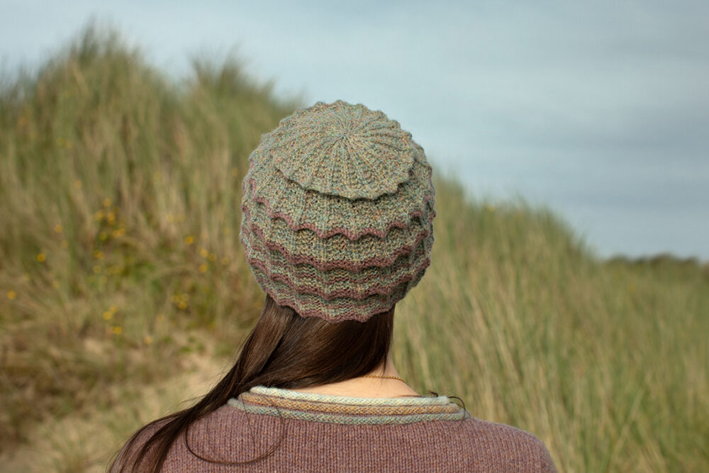 The Levenish Hat Set and Herald patterncard kit designs by Alice Starmore in Hebridean 2 Ply and the Mol Eire pullover patterncard kit design by Jade Starmore in Hebridean 2 & 3 Ply