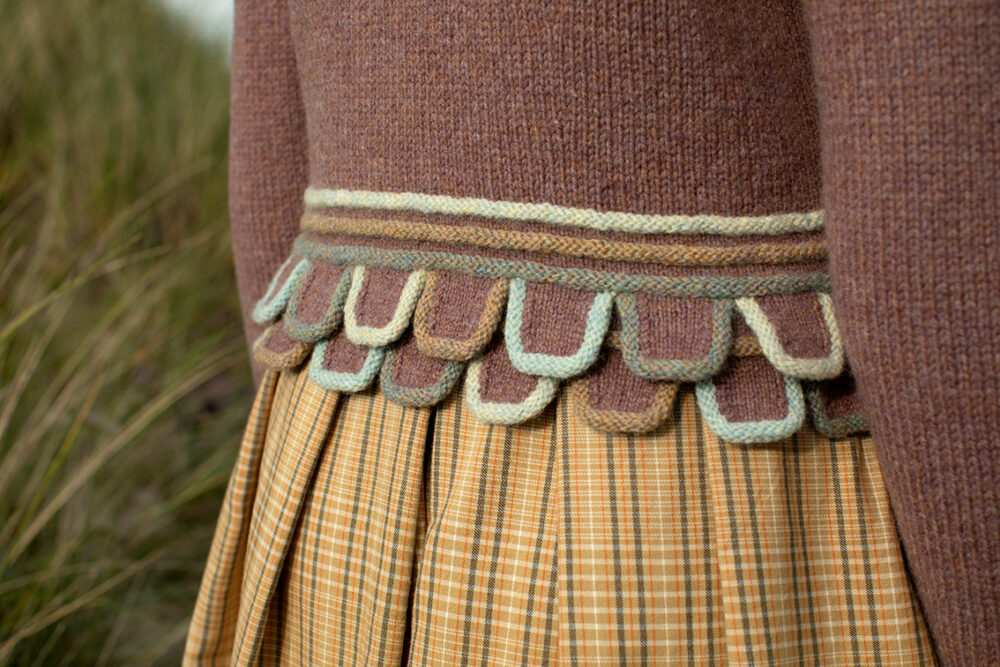 The Levenish Hat Set and Herald patterncard kit designs by Alice Starmore in Hebridean 2 Ply and the Mol Eire pullover patterncard kit design by Jade Starmore in Hebridean 2 & 3 Ply