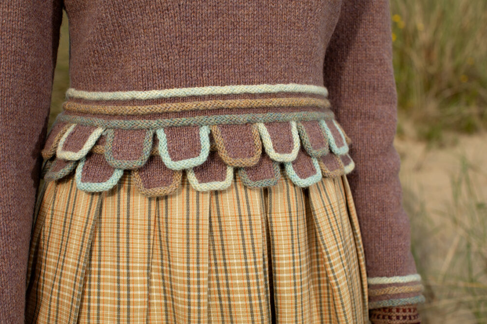 The Levenish Hat Set and Herald patterncard kit designs by Alice Starmore in Hebridean 2 Ply and the Mol Eire pullover patterncard kit design by Jade Starmore in Hebridean 2 & 3 Ply