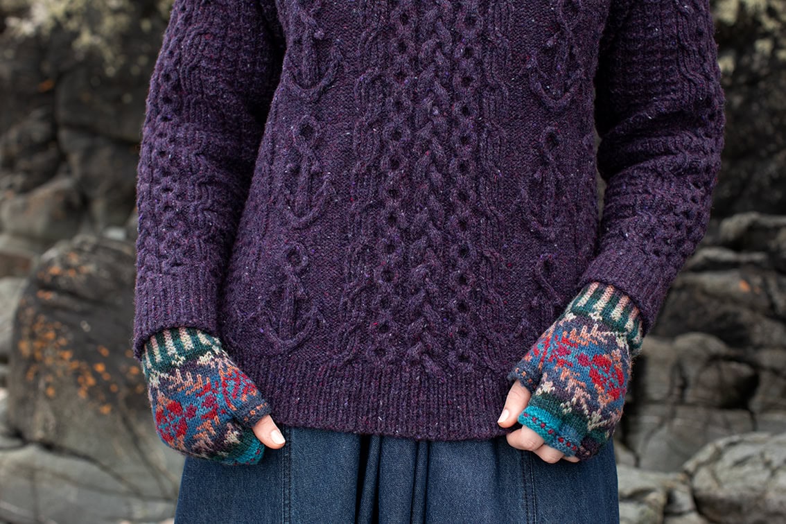 The Mystic and Marina Hat Set patterncard kit designs by Alice Starmore in Hebridean 2 & 3 Ply