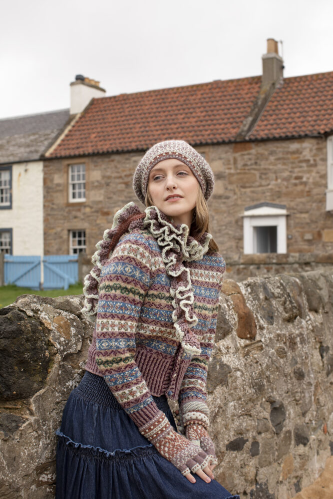 Peigi Cardigan and Briodag Hat Set by Alice Starmore in Hebridean 2 Ply yarn