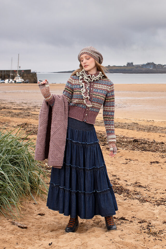 Peigi Cardigan and Briodag Hat Set by Alice Starmore in Hebridean 2 Ply yarn