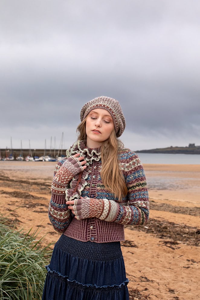 Peigi Cardigan and Briodag Hat Set by Alice Starmore in Hebridean 2 Ply yarn