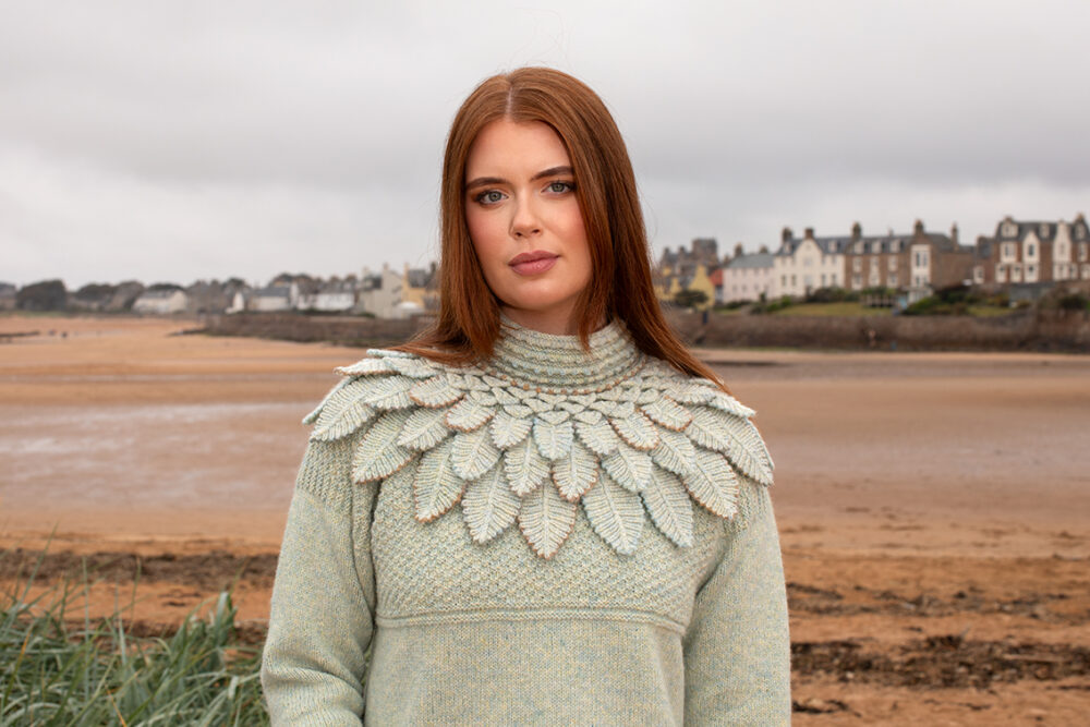 The Scarborough pullover and Eagle Collar by Alice Starmore in Hebridean 2 & 3 Ply