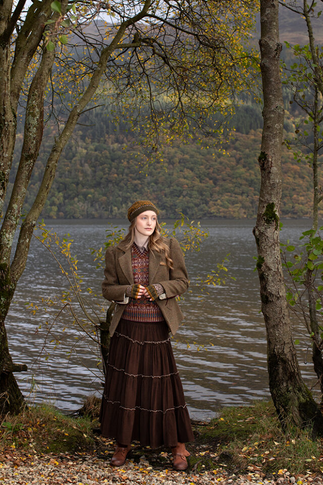 Casseopia Hat Set and Thoroughbred Vest patterncard kit designs by Alice Starmore in Hebridean 2 Ply yarn