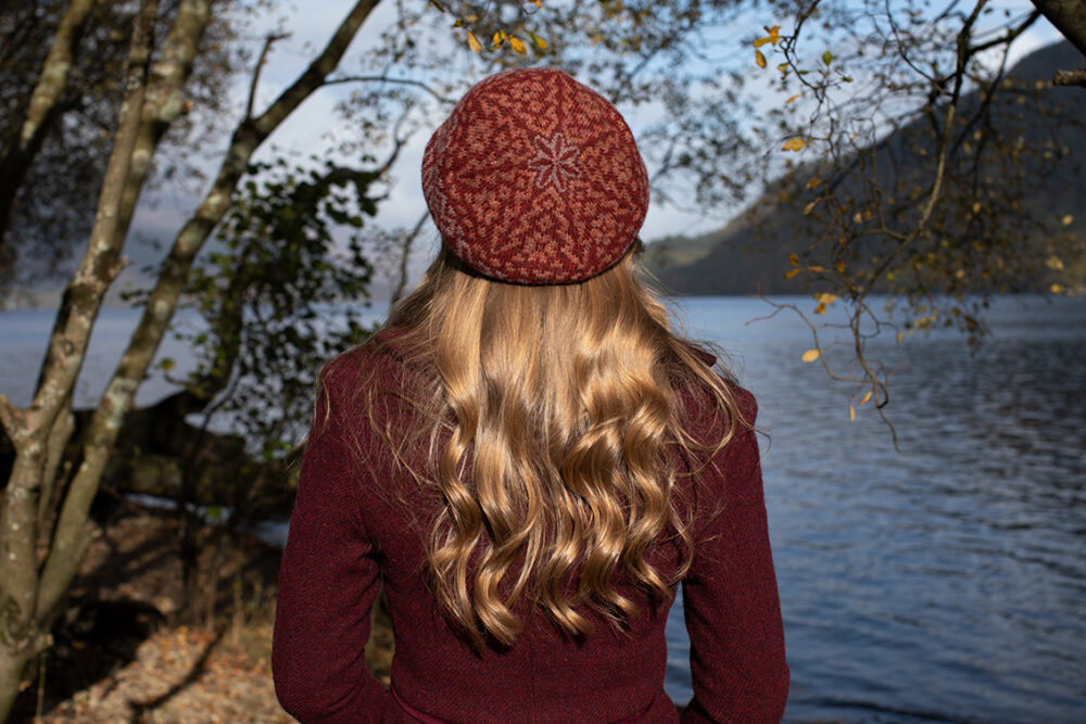 Casseopia Hat Set patterncard kit design by Alice Starmore in Hebridean 2 Ply yarn