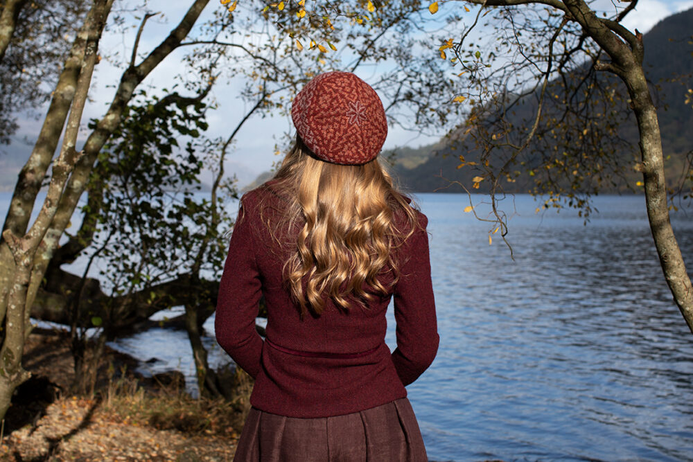 Casseopia Hat Set patterncard kit design by Alice Starmore in Hebridean 2 Ply yarn