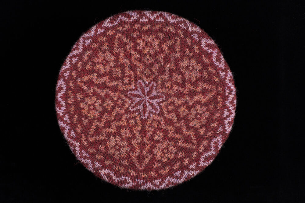 Casseopia Hat Set patterncard kit design by Alice Starmore in Hebridean 2 Ply yarn