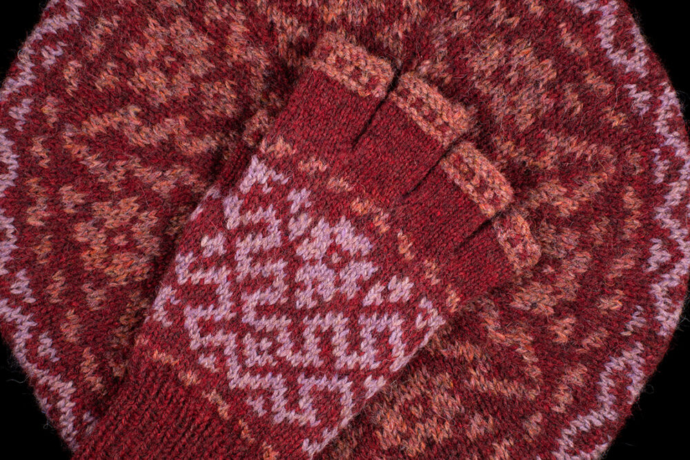 Casseopia Hat Set patterncard kit design by Alice Starmore in Hebridean 2 Ply yarn