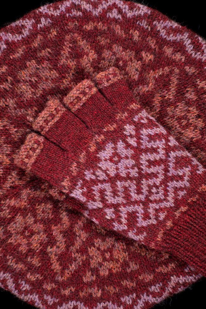 Casseopia Hat Set patterncard kit design by Alice Starmore in Hebridean 2 Ply yarn