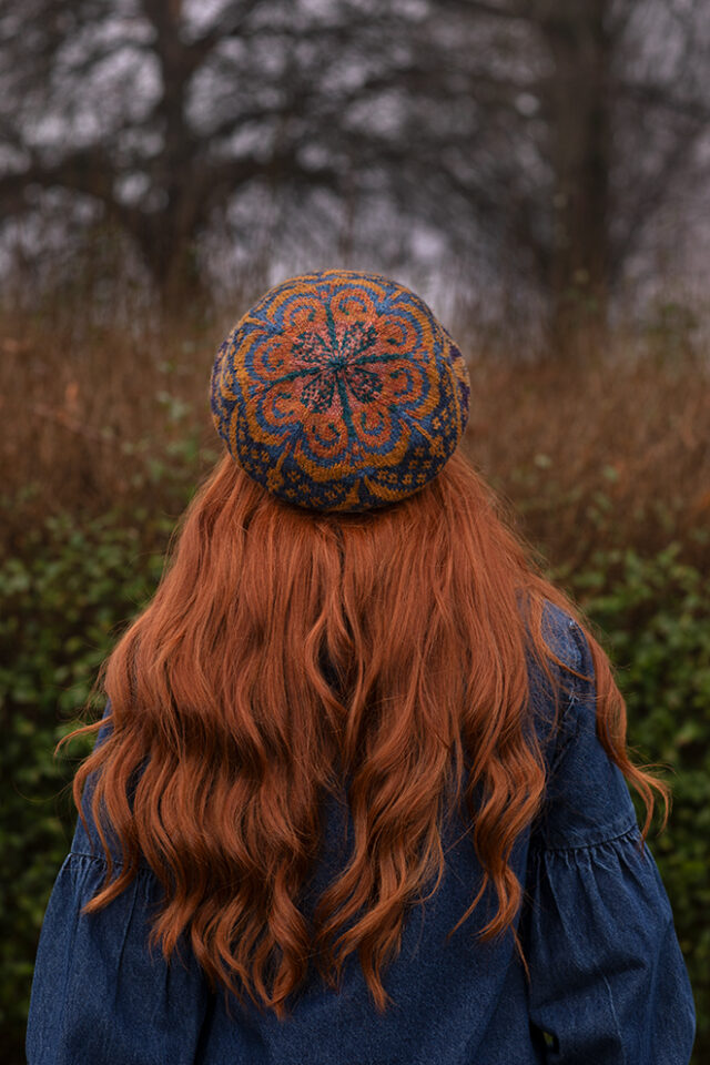 Mary Tudor Hat Set patterncard kit design by Alice Starmore in Hebridean 2 Ply yarn