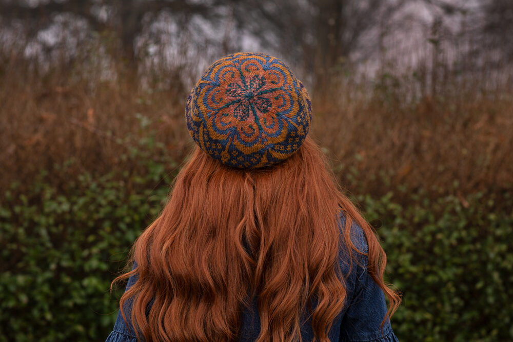 Mary Tudor Hat Set patterncard kit design by Alice Starmore in Hebridean 2 Ply yarn