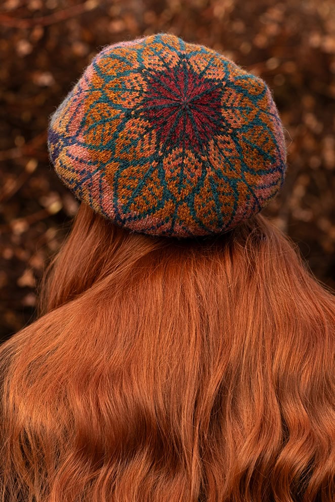 Greeta Hat Set and Oiseabhal Scarf patterncard kit designs by Alice Starmore in Hebridean 2 Ply yarn