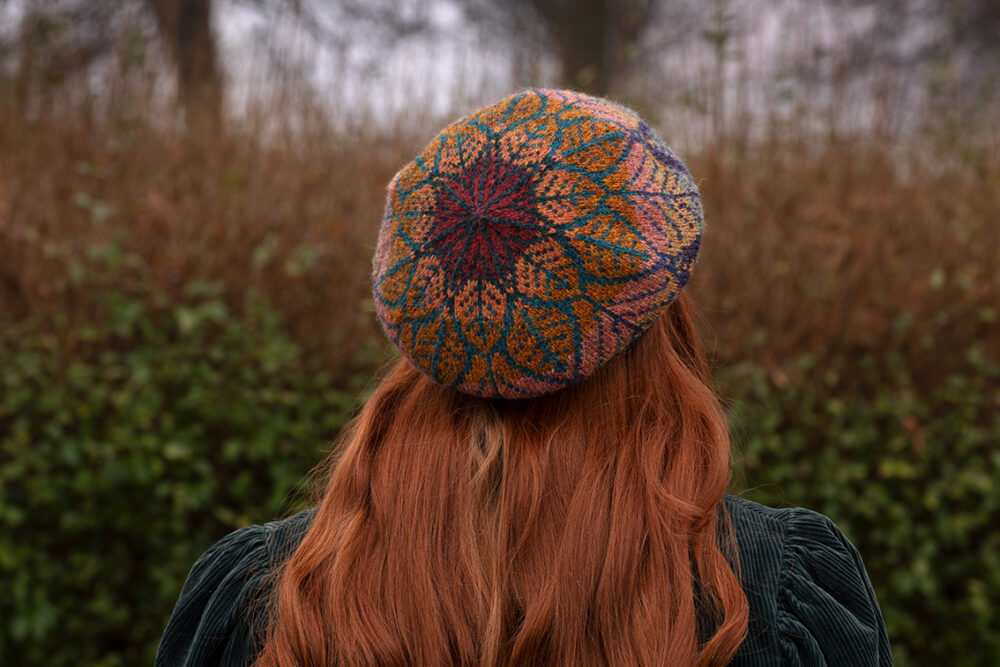 Greeta Hat Set patterncard kit design by Alice Starmore in Hebridean 2 Ply yarn