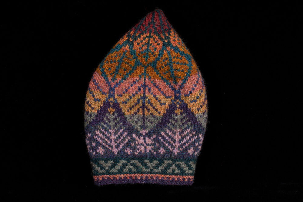 Greeta Hat Set patterncard kit design by Alice Starmore in Hebridean 2 Ply yarn