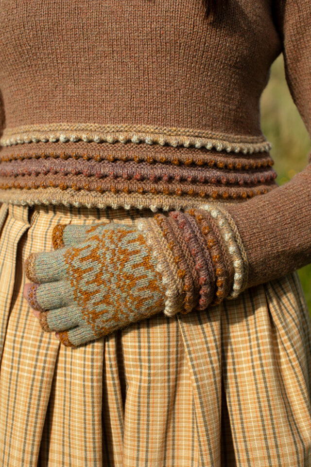 The Otter pullover and Hirta Hat Set patterncard kit designs by Alice and Jade Starmore in Hebridean 2 Ply