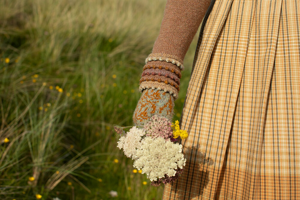 The Otter pullover and Hirta Hat Set patterncard kit designs by Alice and Jade Starmore in Hebridean 2 Ply