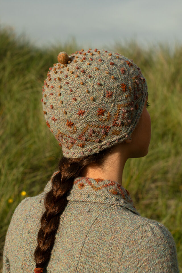 The Mountain Hare Jacket and Hat patterncard kit design by Alice Starmore in Hebridean 2 Ply