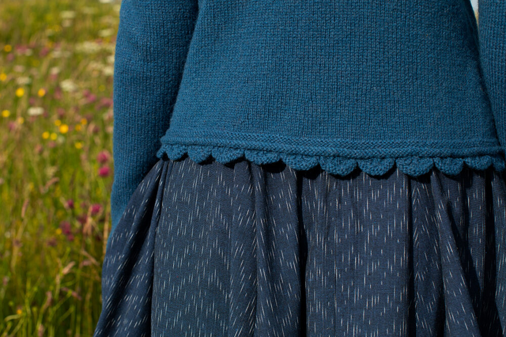 The Raven Cardigan patterncard kit design by Alice Starmore in Hebridean 2 Ply