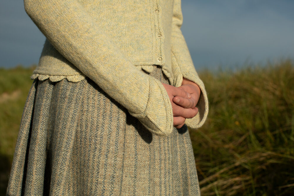 The Raven Cardigan patterncard kit design by Alice Starmore in Hebridean 2 Ply