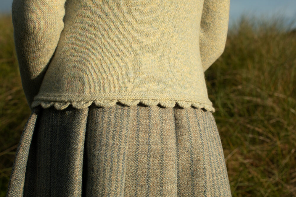 The Raven Cardigan patterncard kit design by Alice Starmore in Hebridean 2 Ply