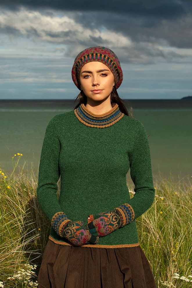 The Otter pullover and Firebirds Hat Set patterncard kit designs by Jade Starmore in Hebridean 2 Ply The Otter pullover and Firebirds Hat Set patterncard kit designs by Jade Starmore in Hebridean 2 Ply