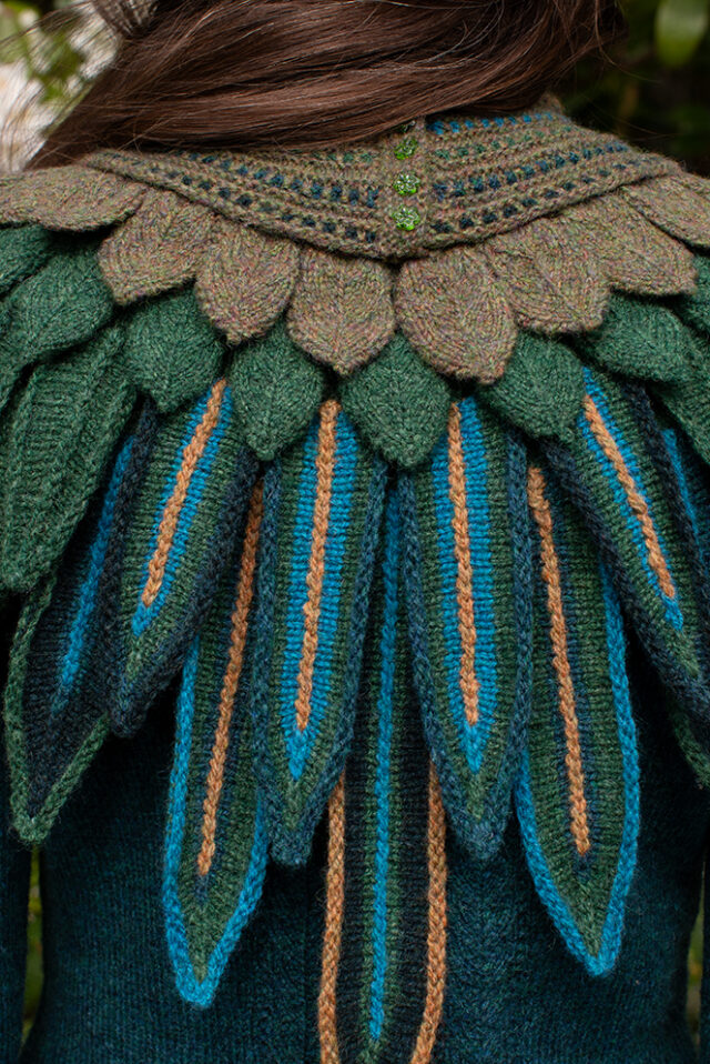 The Lapwing Pullover, Lapwing Collar and Greeta Hat Set patterncard kit designs by Alice Starmore in Hebridean 2 Ply