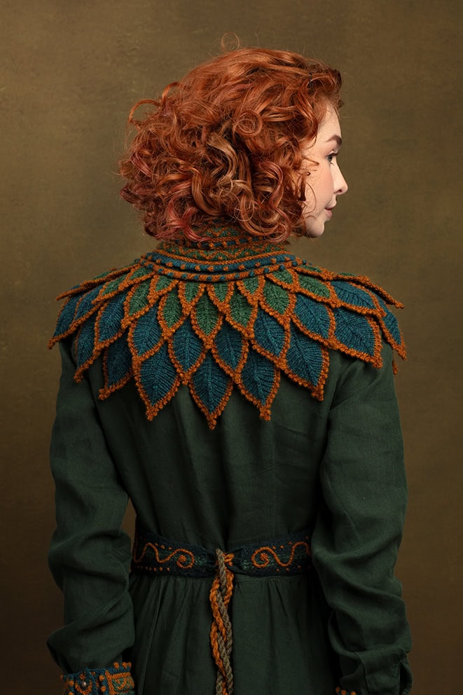 The Heroine Collection hand knitwear design by Alice Starmore, made in Hebridean 2 & 3 Ply for Virtual Yarns