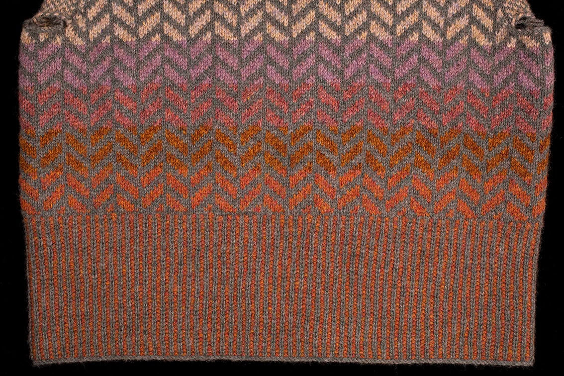 The Heroine Collection hand knitwear design by Alice Starmore, made in Hebridean 2 & 3 Ply for Virtual Yarns