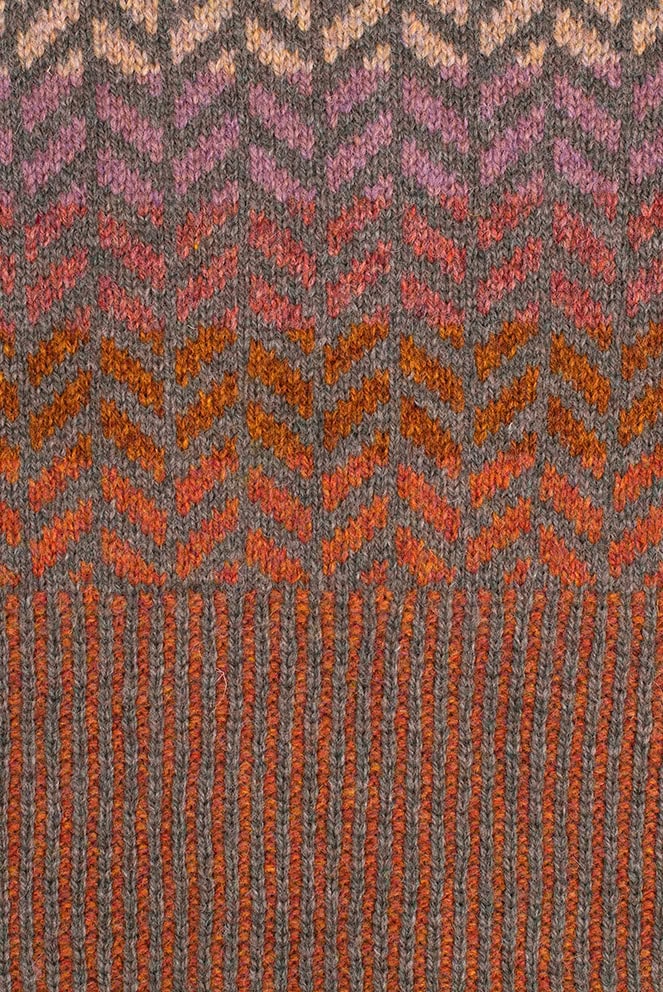 The Heroine Collection hand knitwear design by Alice Starmore, made in Hebridean 2 & 3 Ply for Virtual Yarns