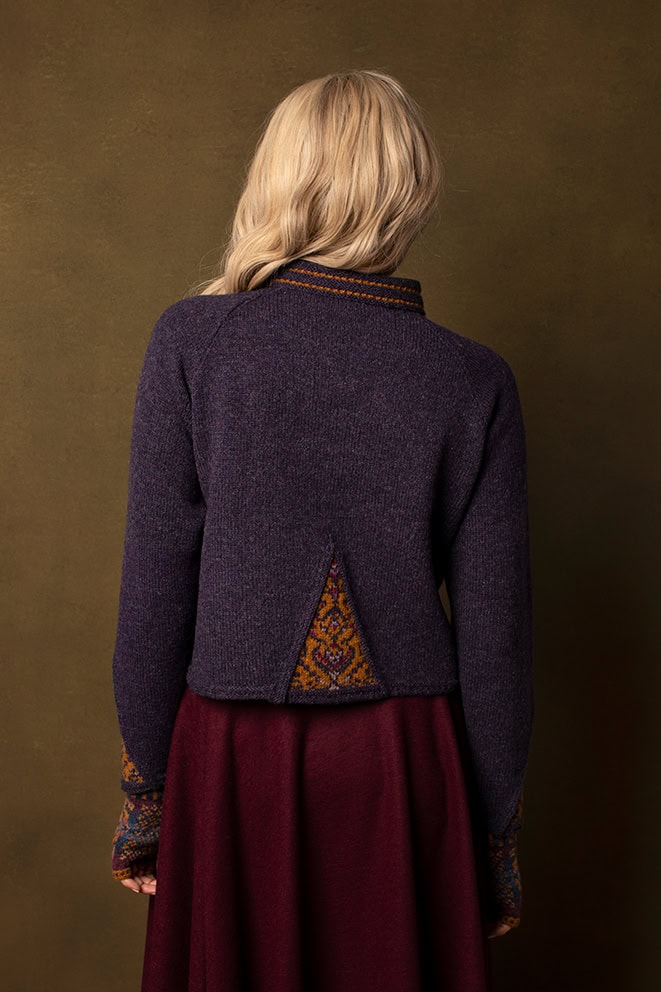 Kimberley patterncard kit design by Jade Starmore and the Mary Tudor gloves patterncard kit design by Alice Starmore knitted in Hebridean 2 Ply