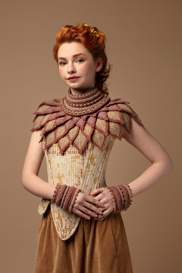 The Conachair Collar & Cuffs design by Alice Starmore, made in Hebridean 2 Ply for Virtual Yarns